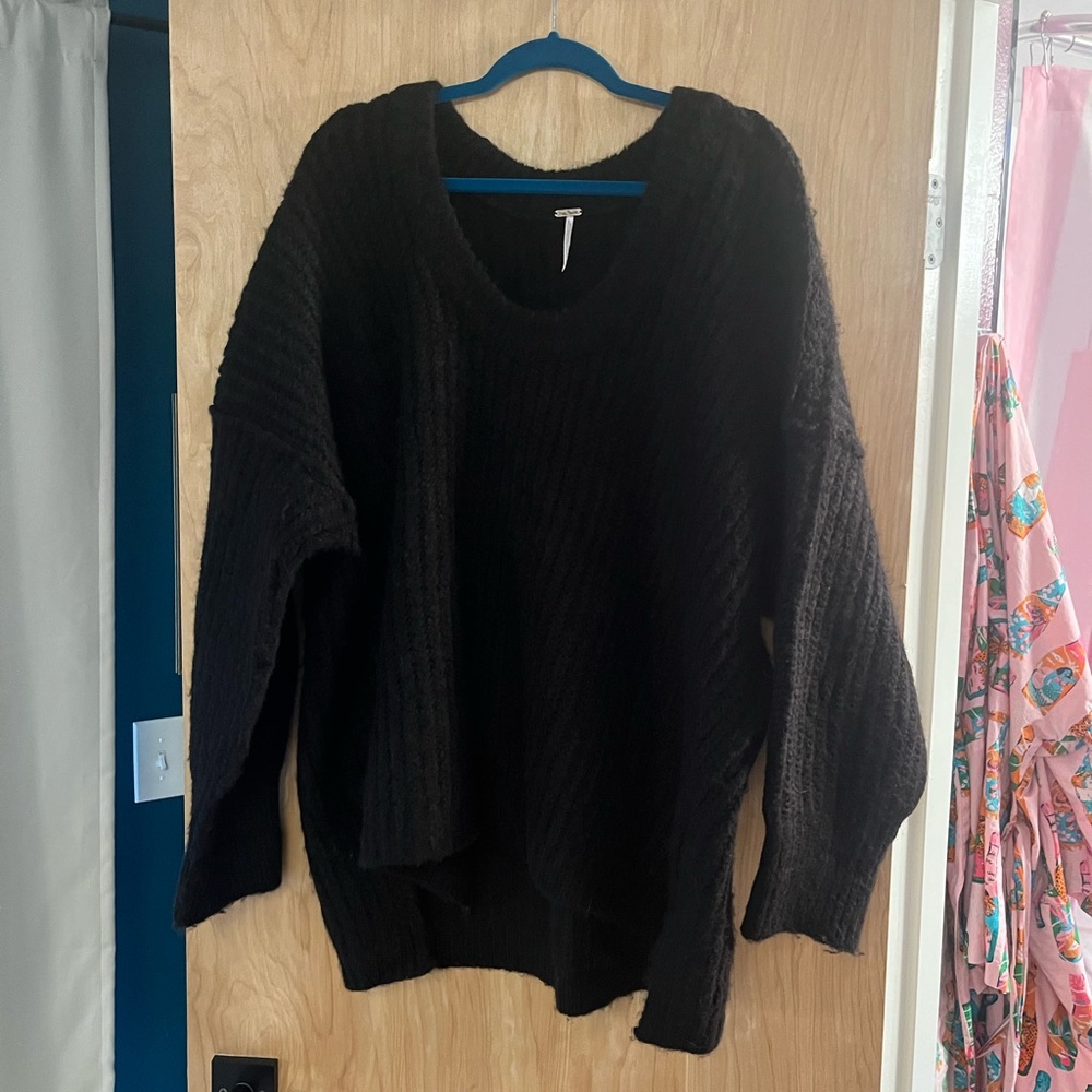 Free People XL Black Oversized Sweater - Picture 1 of 8